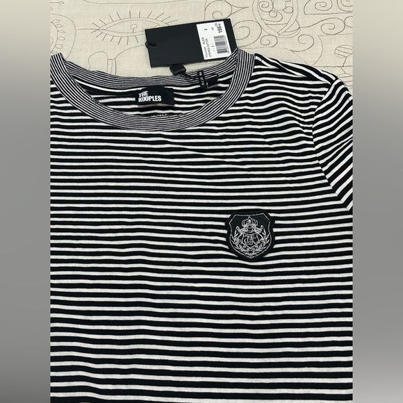 NWT The Kooples LONG-SLEEVED STRIPED TEE Size 2 (M) Crest Black White Fitted - Picture 7 of 11
